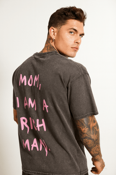 Oversize Washed T-Shirt "Rich Man"